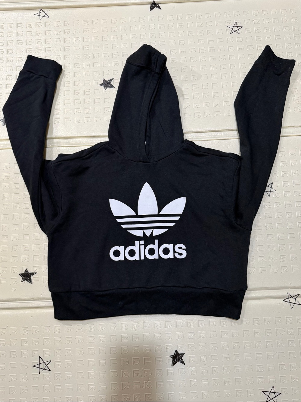 adidas Black Hoodie with White Trefoil Logo